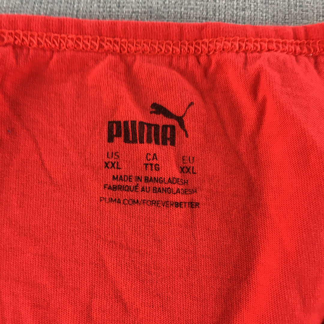 Puma Mens Tank Top Size 2XL Red Logo Sleeveless Shirt