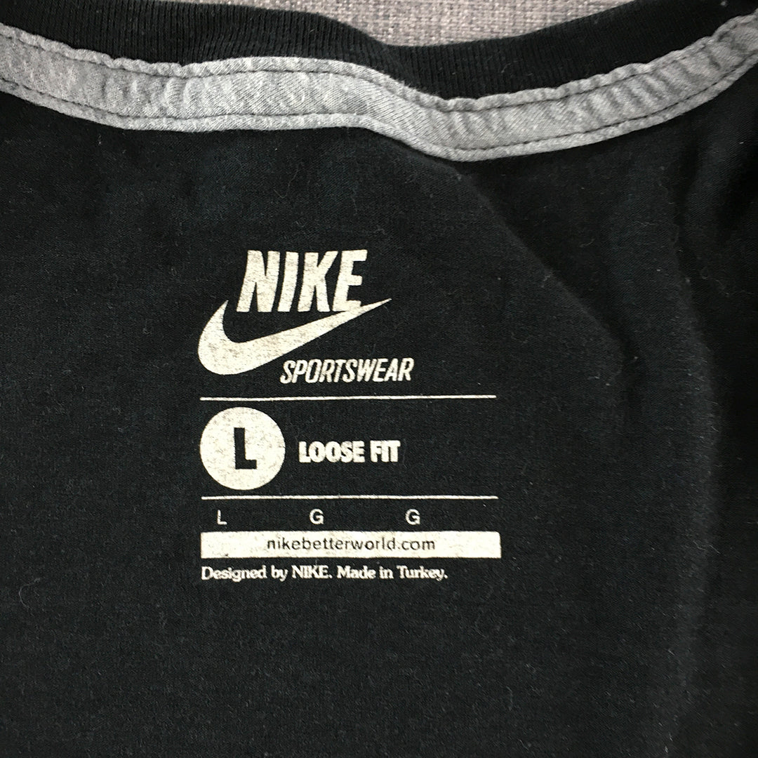 Nike Womens T-Shirt Size L Black Logo Short Sleeve Round Neck Top