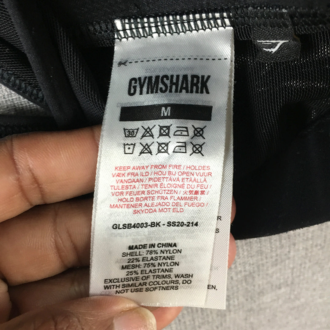 Gymshark Womens Sports Bra Size M Black Logo Sleeveless Cropped Top Gym