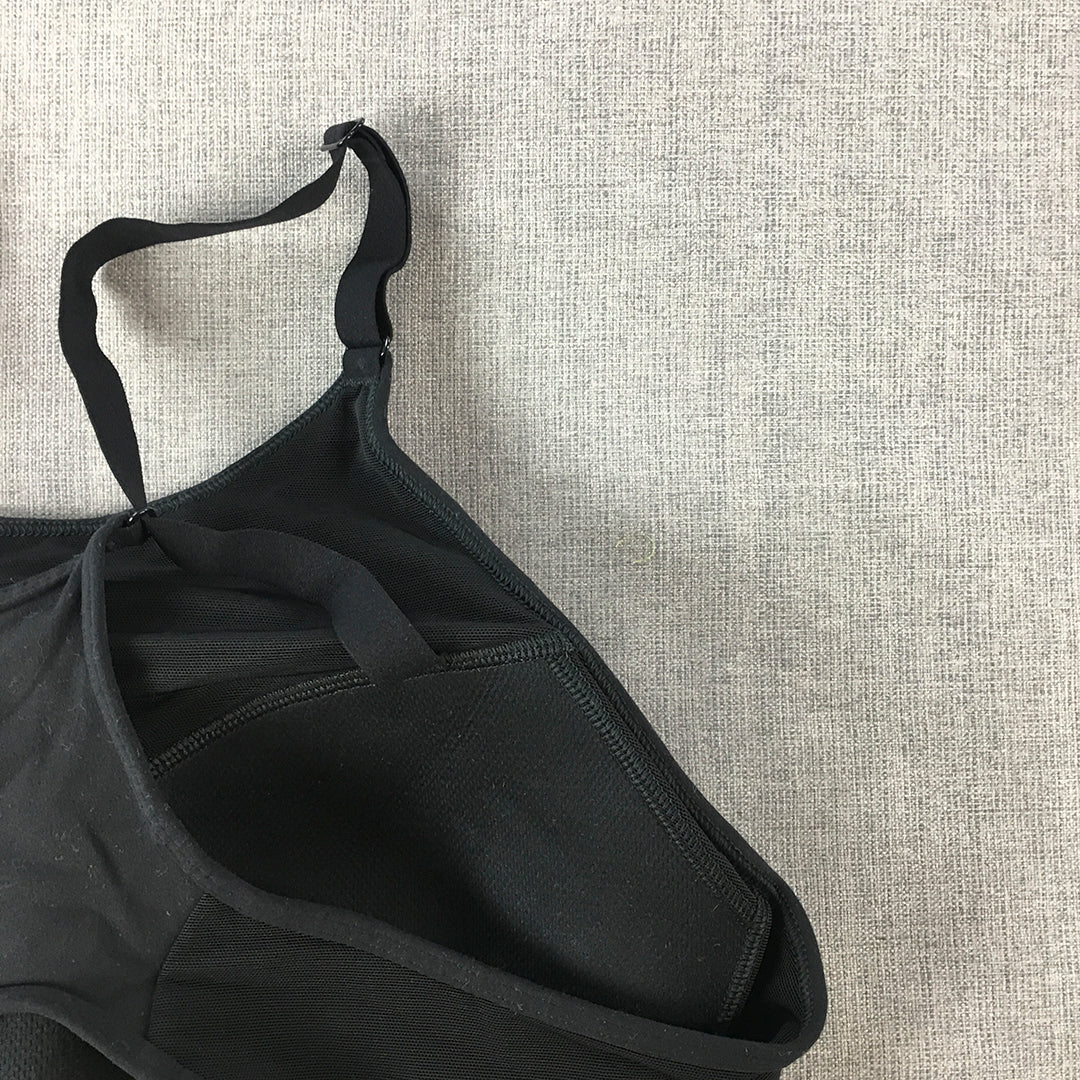 Gymshark Womens Sports Bra Size M Black Logo Sleeveless Cropped Top Gym