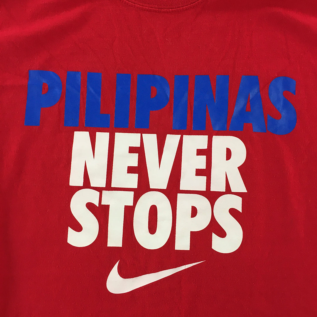 Nike Philippines Mens T-Shirt Size S Red Swoosh Logo Short Sleeve Tee