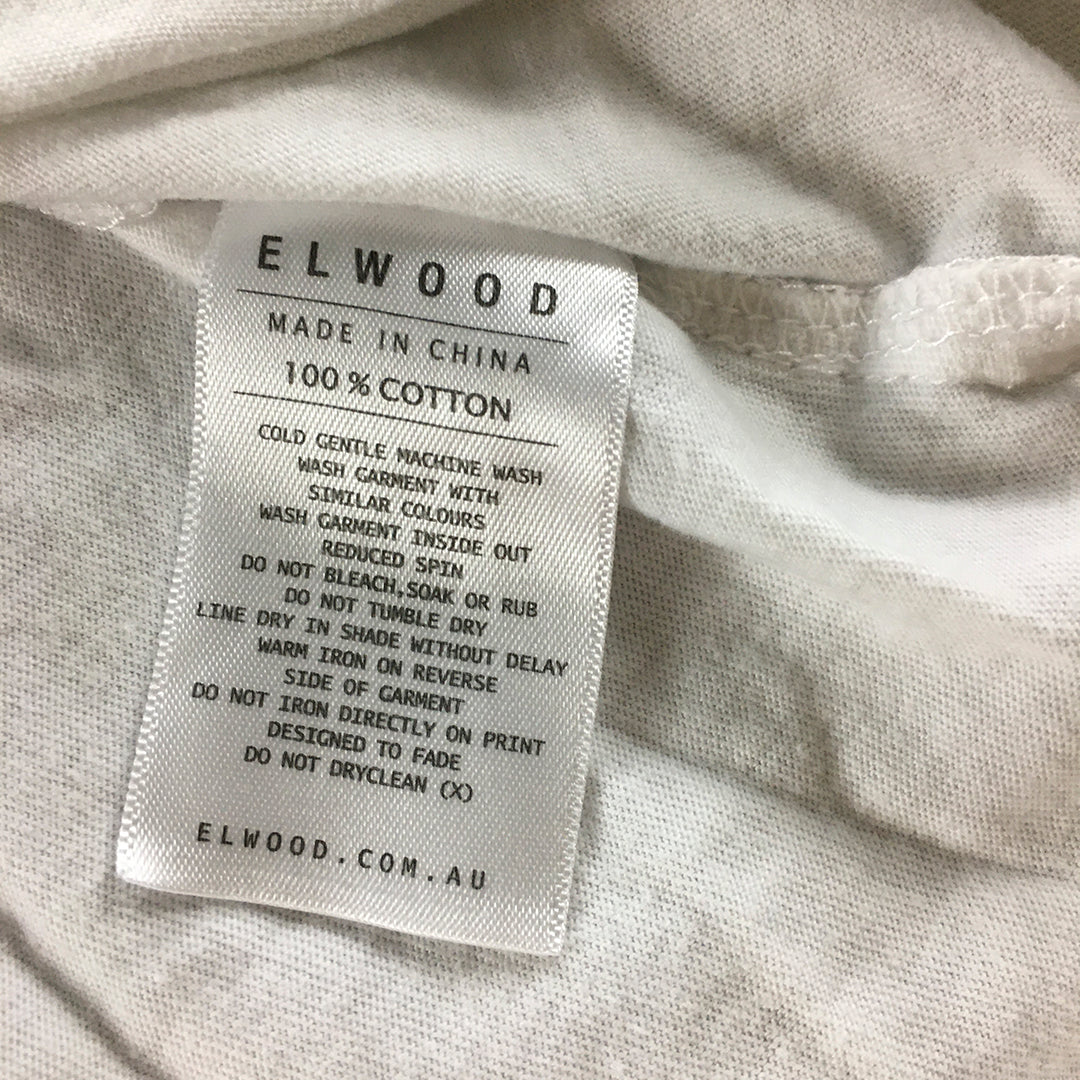 Elwood Mens T-Shirt Size L White Logo Short Sleeve Crew Neck Tee