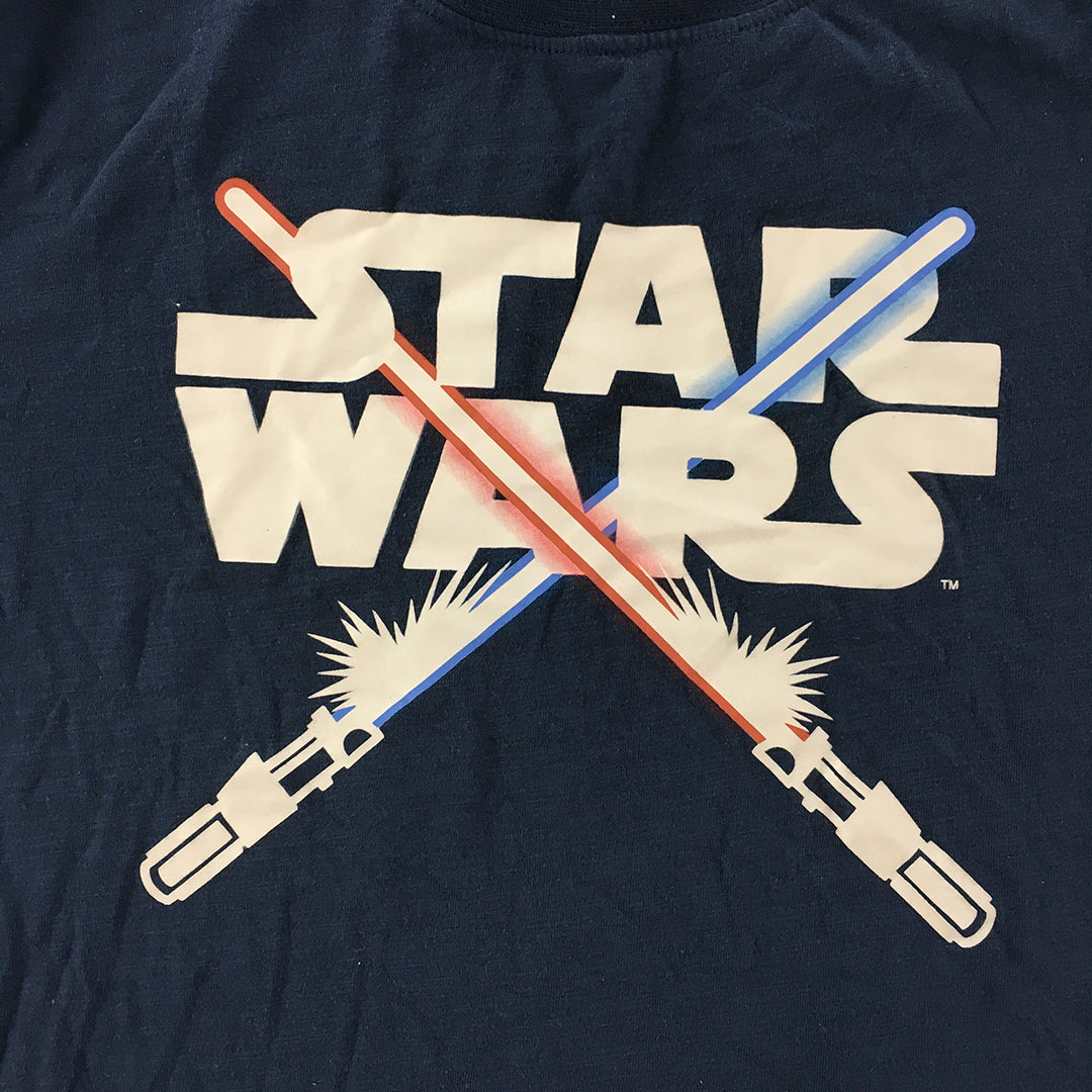 Star Wars Kids Boys T-Shirt Size 14 Blue Logo Short Sleeve Top