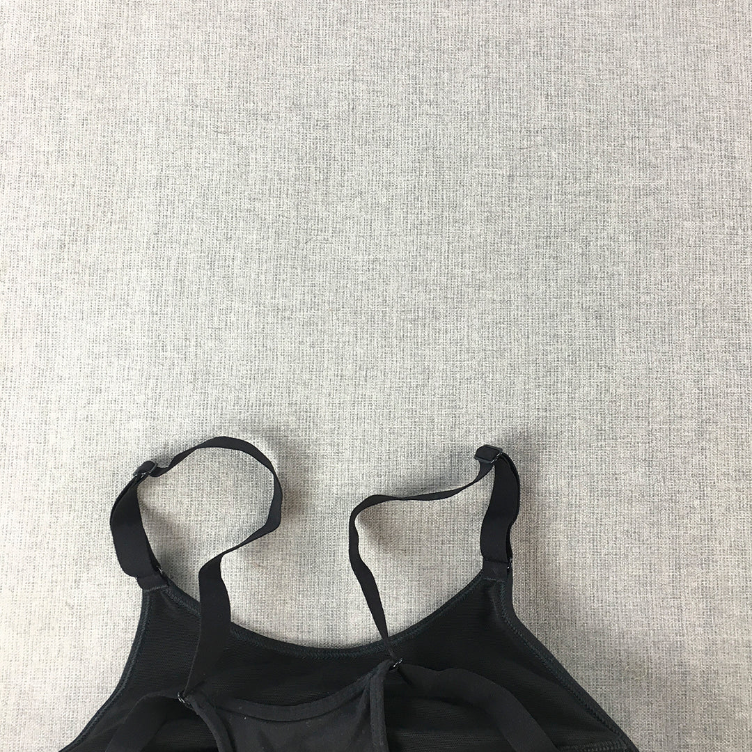 Gymshark Womens Sports Bra Size M Black Logo Sleeveless Cropped Top Gym