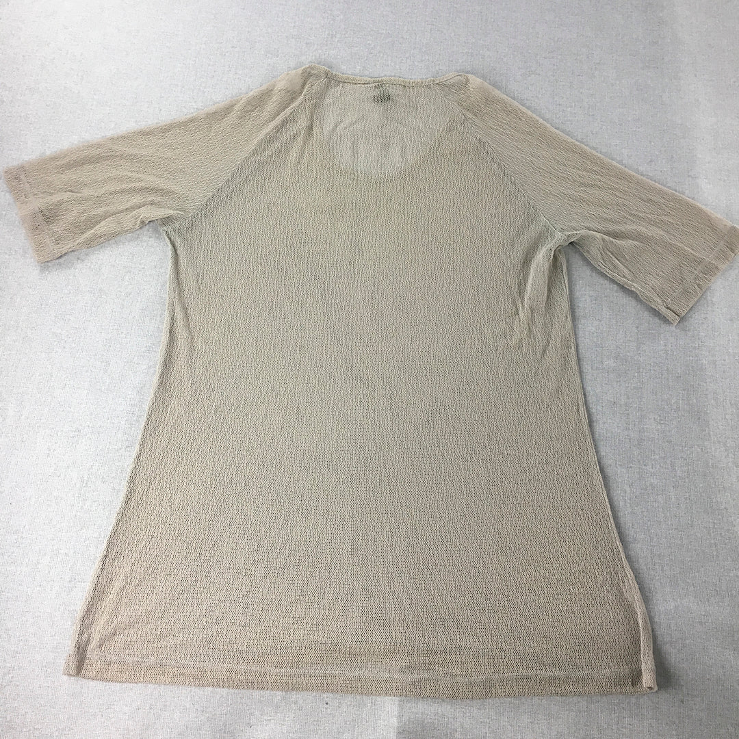 Taking Shape Womens Knit T-Shirt Size XL Grey 3/4 Length Sleeves Top