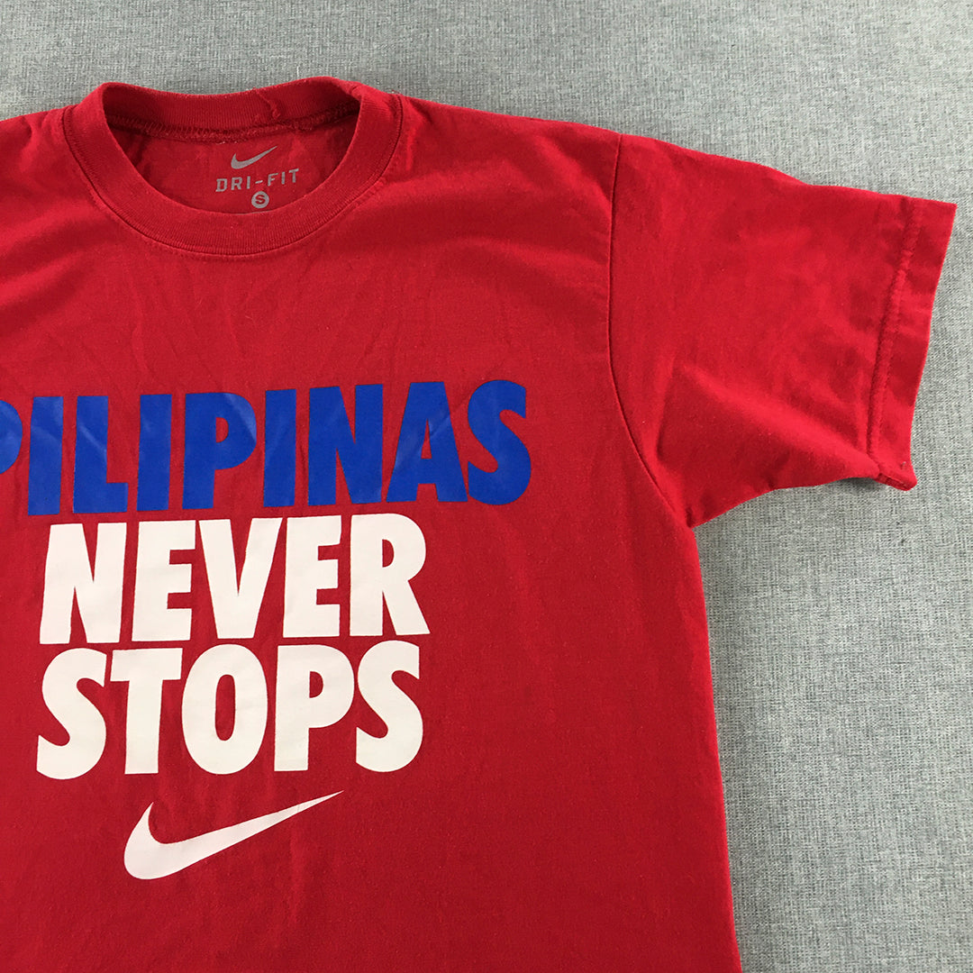 Nike Philippines Mens T-Shirt Size S Red Swoosh Logo Short Sleeve Tee