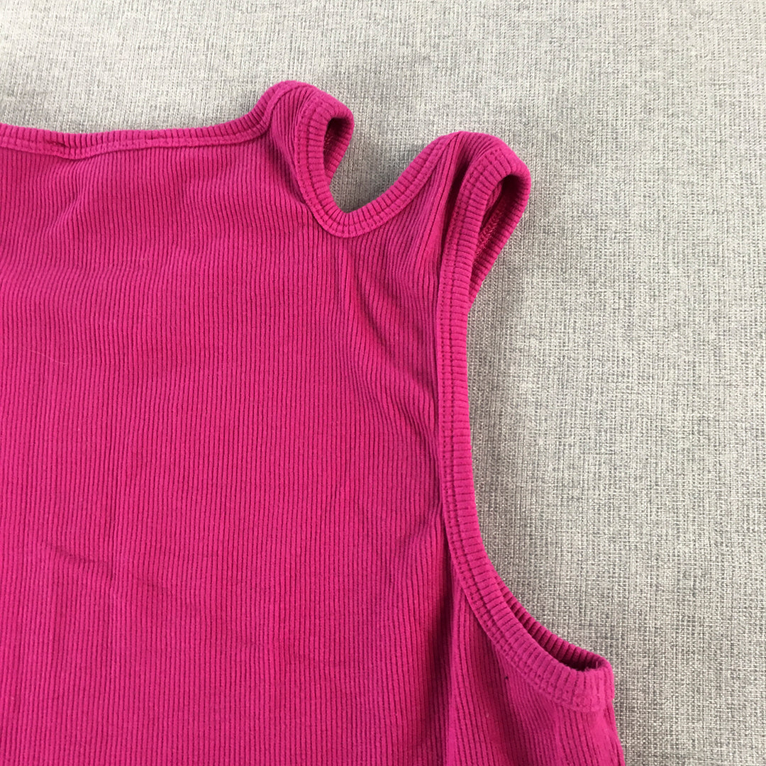 Witchery Womens Top Size XL Hot Pink Cold Shoulder Sleeveless Knit