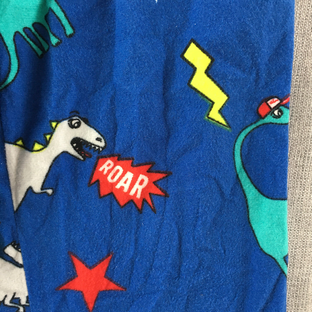 For Kids Pajama Pants Size 2 Blue Dinosaur Pattern Sleepwear Elastic Waist