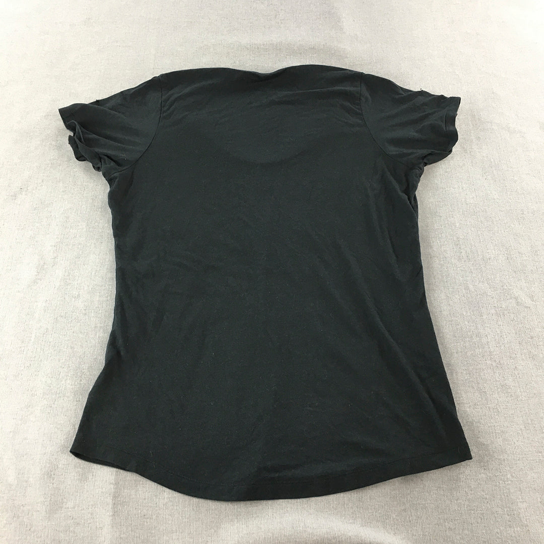 Nike Womens T-Shirt Size L Black Logo Short Sleeve Round Neck Top