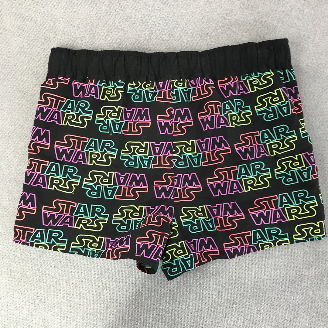 Star Wars Kids Girls Shorts Size 16 Black Logo Drawstring Elastic Waist