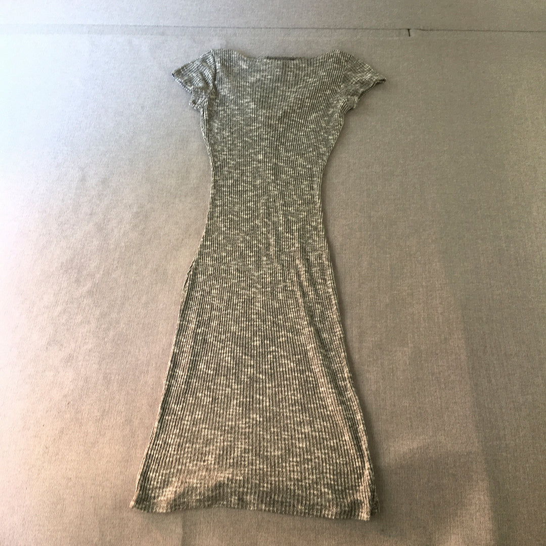 H&H Womens Bodycon Dress Size S Grey Knit Stretch Midi Made In Los Angeles