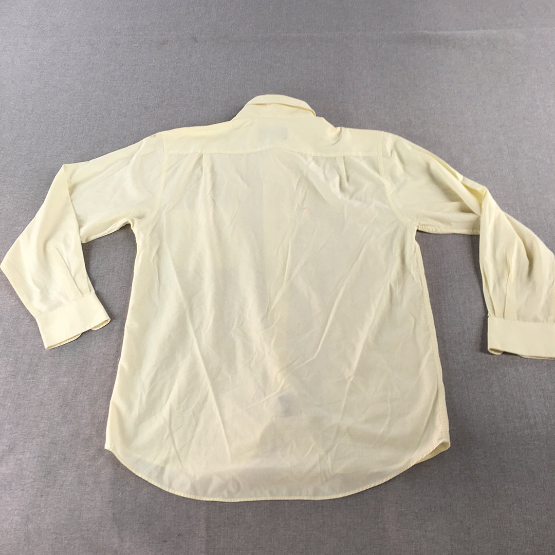 Vintage Pierre Cardin Mens Shirt Size S Yellow Long Sleeve Button-Up Pocket