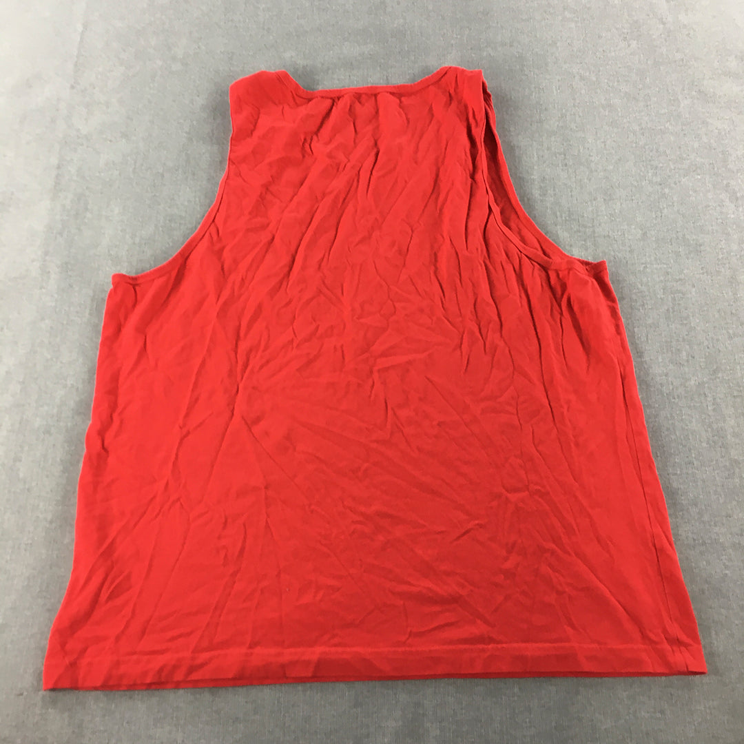 Puma Mens Tank Top Size 2XL Red Logo Sleeveless Shirt