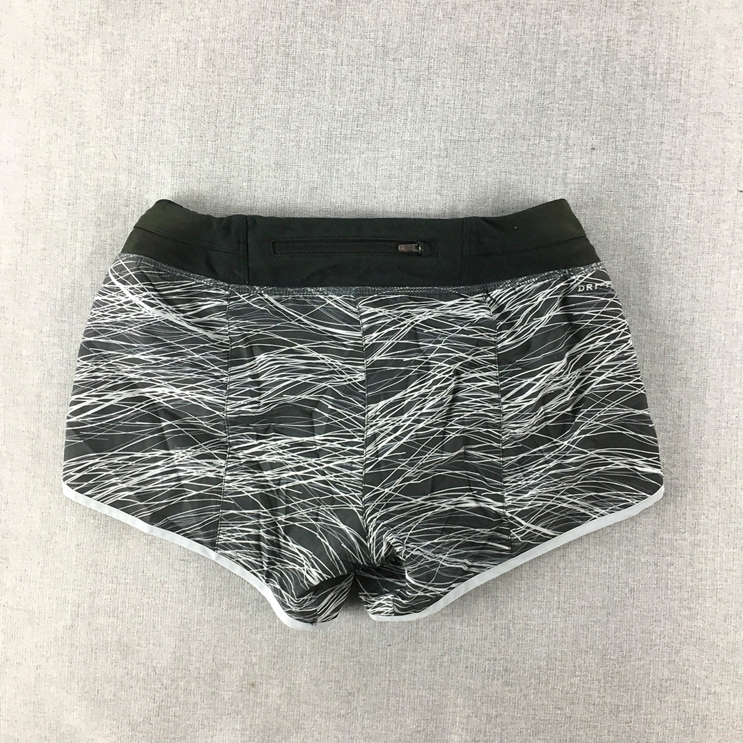 Nike Womens Shorts Size M Black White Striped Running Elastic Waist