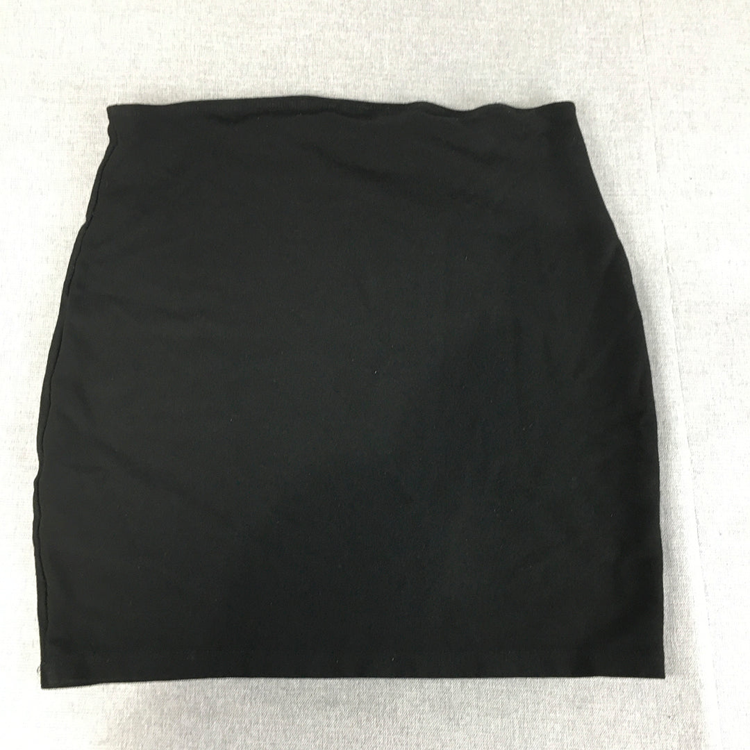 Bardot Womens Mini Skirt Size 14 Black Stretch Knit Straight