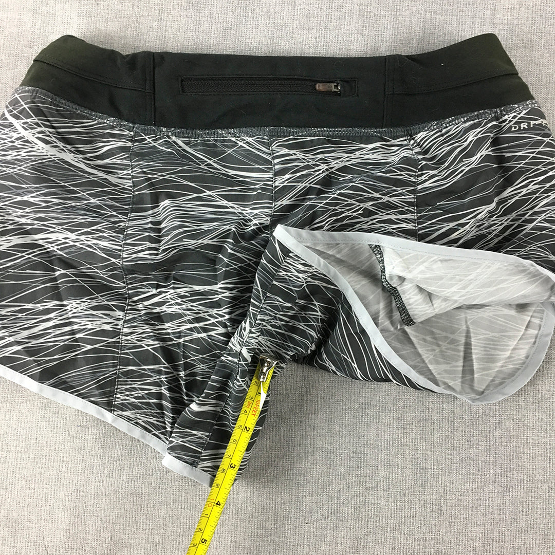 Nike Womens Shorts Size M Black White Striped Running Elastic Waist