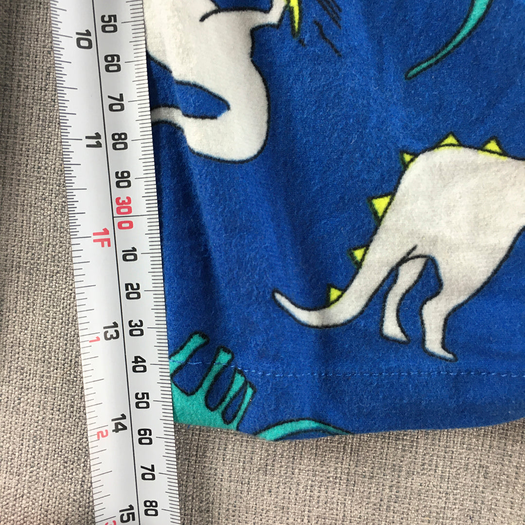 For Kids Pajama Pants Size 2 Blue Dinosaur Pattern Sleepwear Elastic Waist