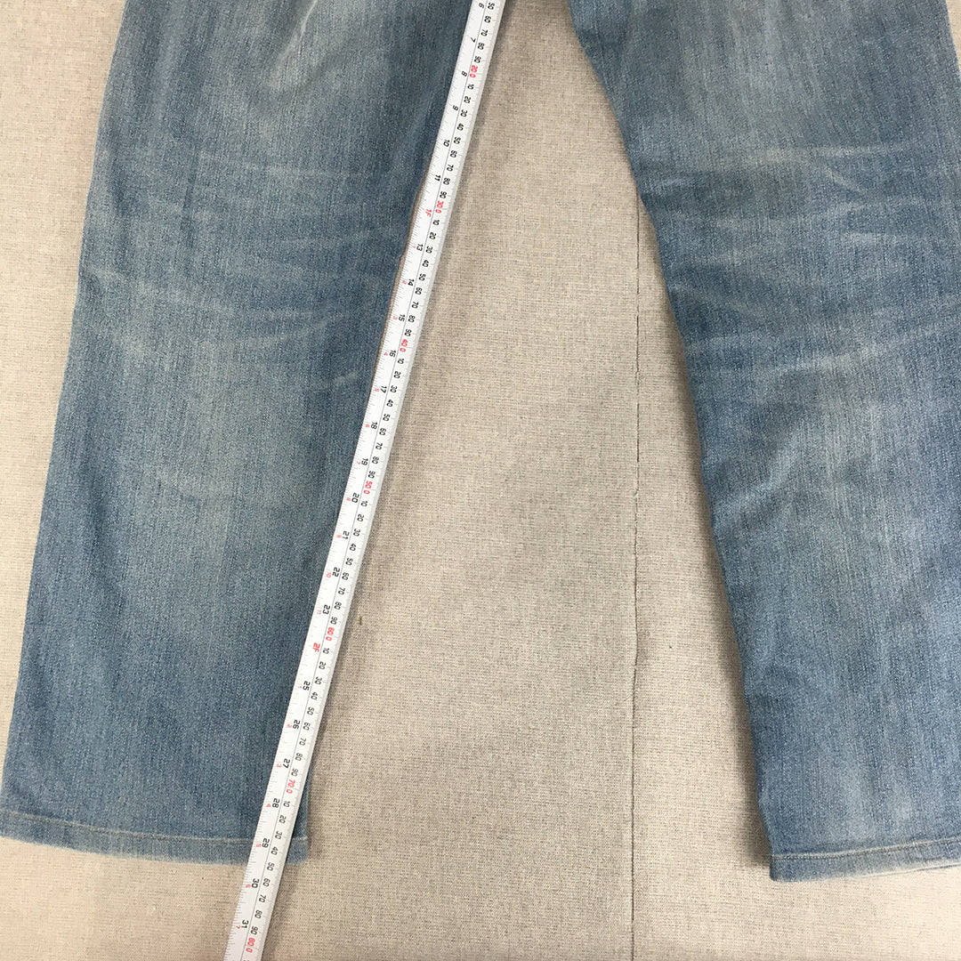 Uniqlo Mens Jeans Size 34 Blue Light Wash Straight Leg Denim