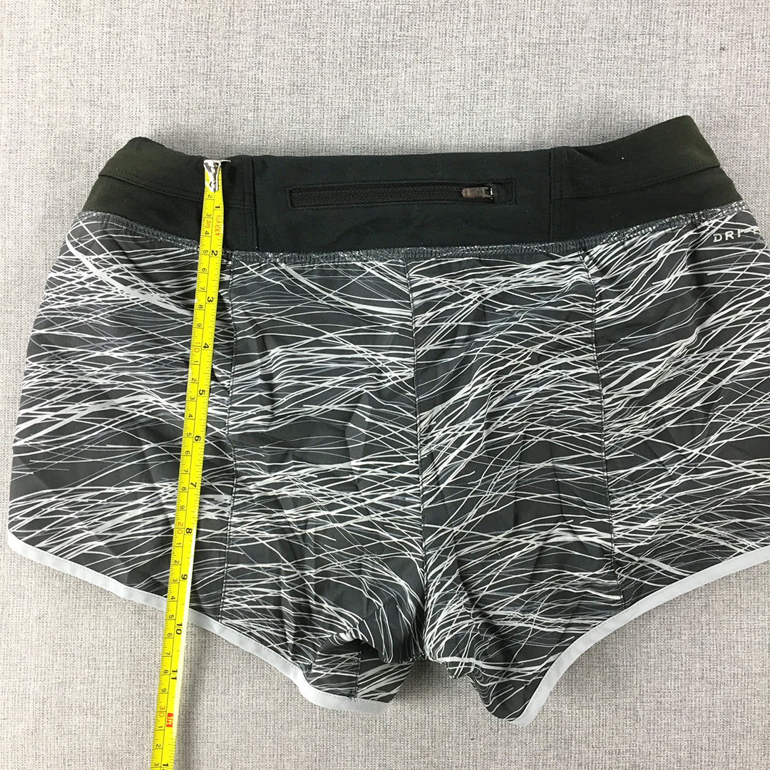 Nike Womens Shorts Size M Black White Striped Running Elastic Waist