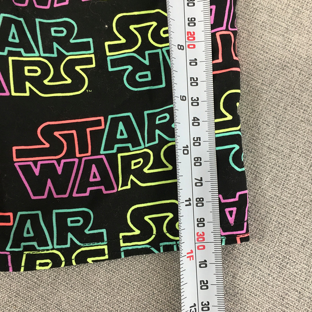 Star Wars Kids Girls Shorts Size 16 Black Logo Drawstring Elastic Waist