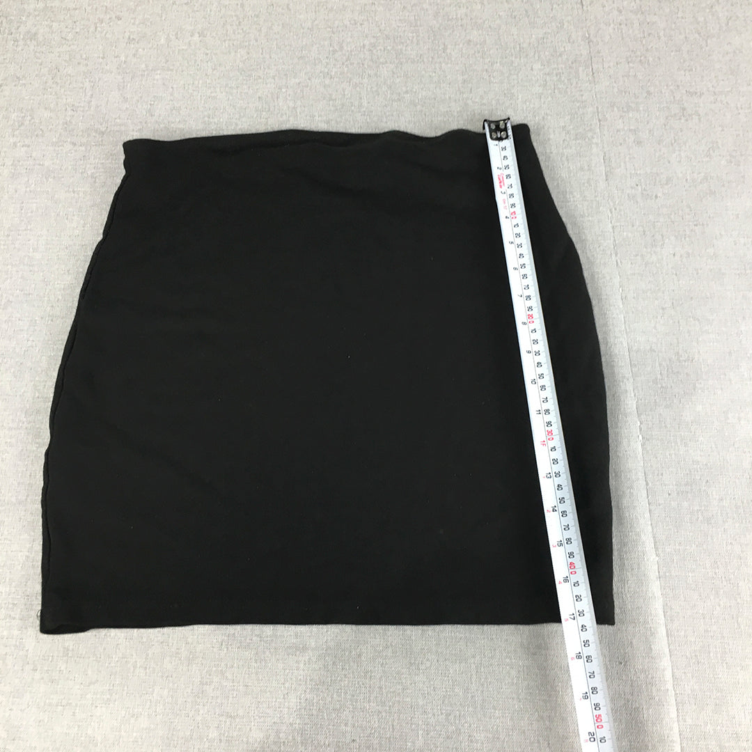 Bardot Womens Mini Skirt Size 14 Black Stretch Knit Straight