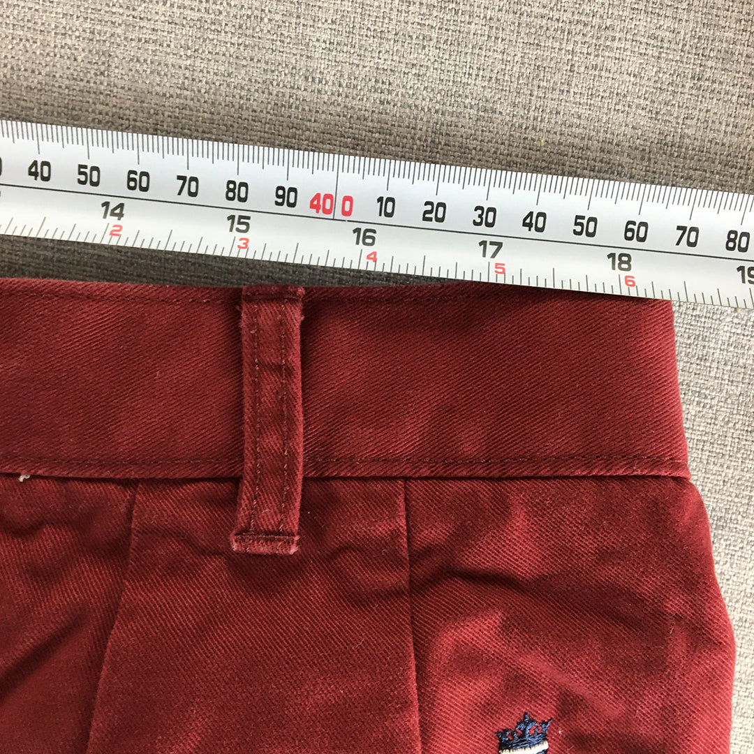 Louis Philippe Mens Chino Pants Size 38 (W38 x L28) Red Slim Straight Trousers