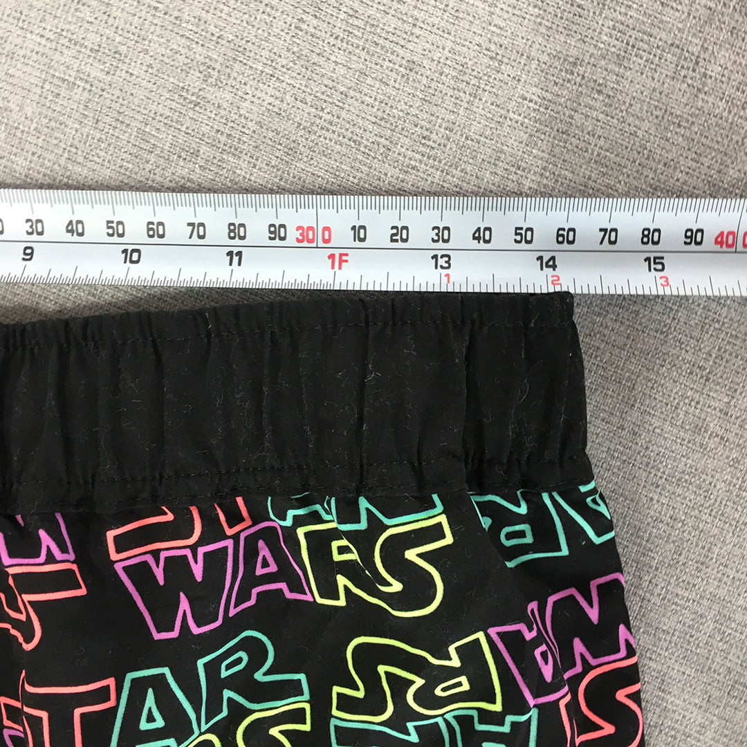 Star Wars Kids Girls Shorts Size 16 Black Logo Drawstring Elastic Waist