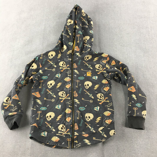 Rock Your Kid Boys Hoodie Jacket Size 6 Black Skull & Crossbones Zip-Up