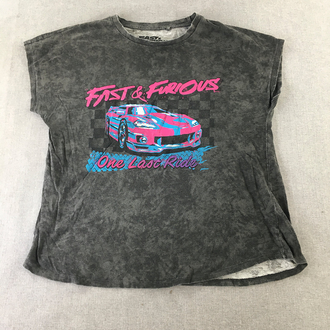 Fast & Furious Womens T-Shirt Size 12 Grey Short Sleeve Car Movie Top