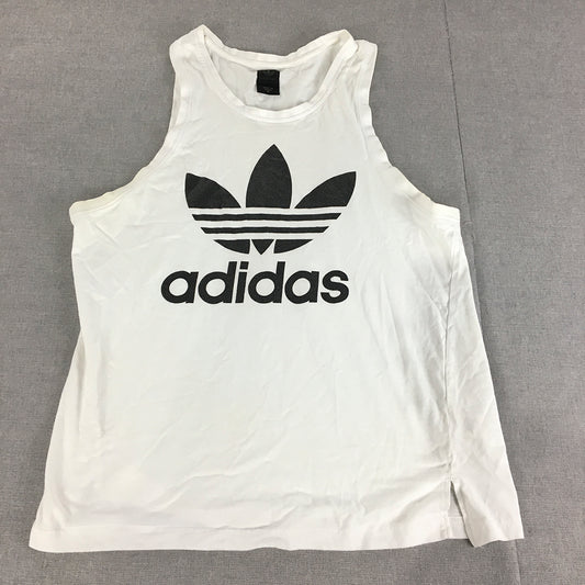 Adidas Mens Tank Top Size M White Big Trefoil Logo Sleeveless Shirt