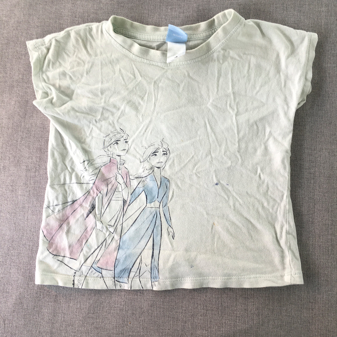 Disney Frozen Kids Girls Top Size 4 Light Blue Elsa Short Sleeve Shirt