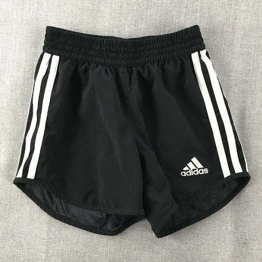 Adidas Kids Boys Shorts Size 7 - 8 Years Black Logo Elastic Waist