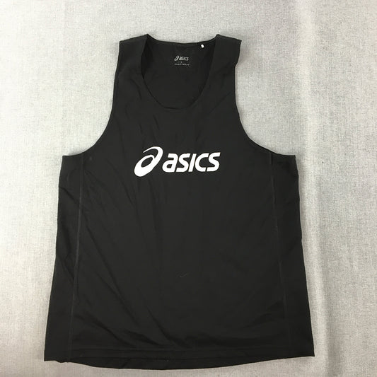 Asics Womens Tank Top Size L Black Logo Sleeveless Shirt