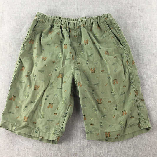 Uniqlo Kids Boys Shorts Size 11 - 12 Years Green Elastic Waist