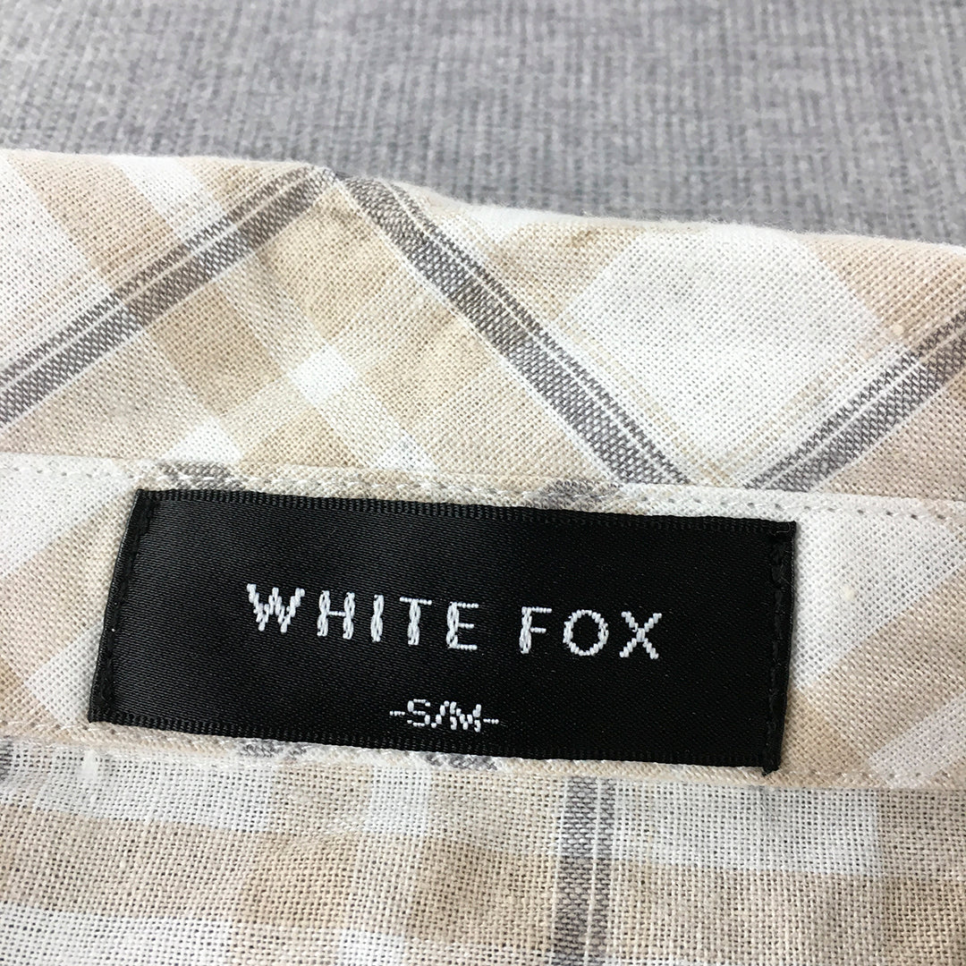 White Fox Womens Shirt Size S/M Brown White Checkered Button-Up