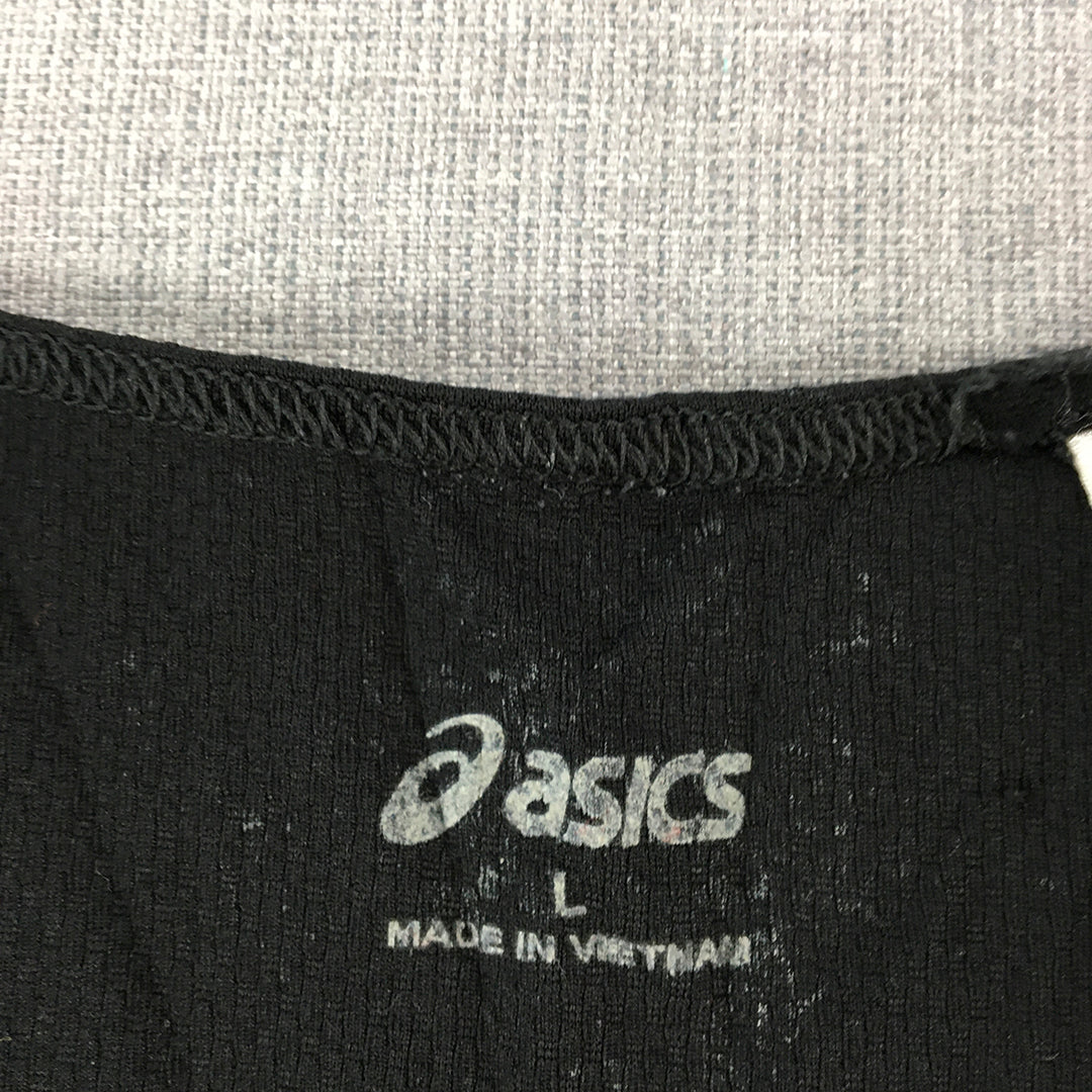 Asics Womens Tank Top Size L Black Logo Sleeveless Shirt