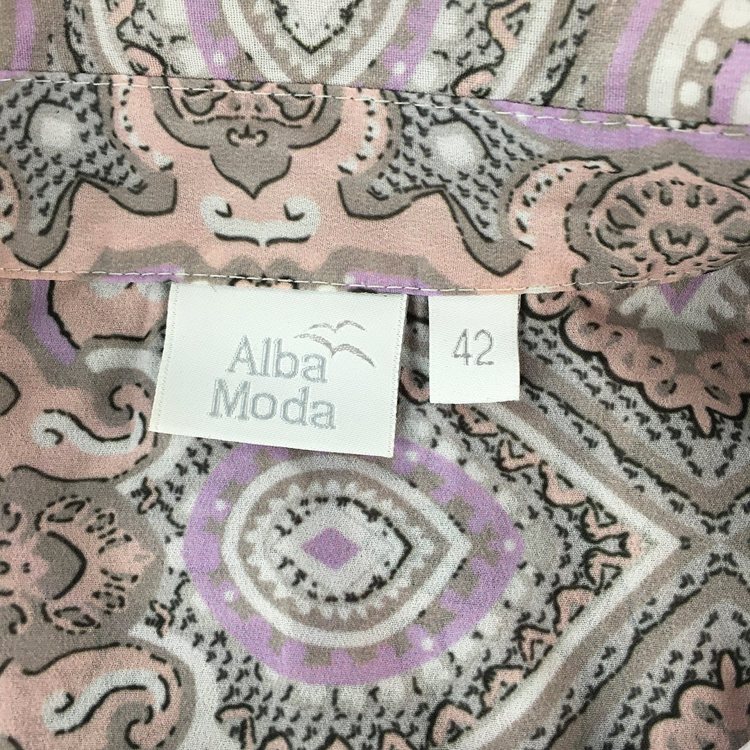 Alba Moda Womens Top Size 42 (AU 10 - 12) Pink Purple Paisley Button-Up Shirt