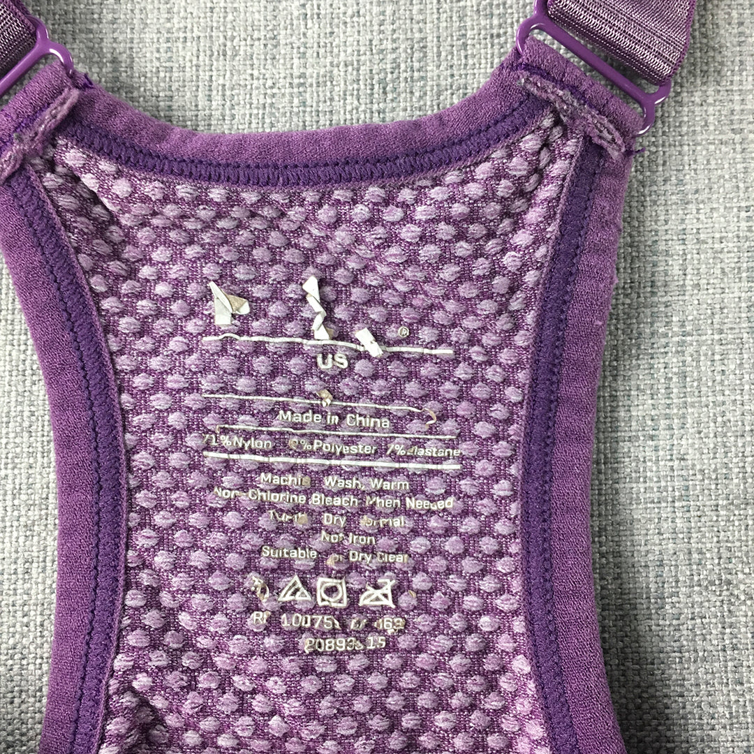 Puma Womens Sports Bra Size S Purple Sleeveless Cropped Activewear Top