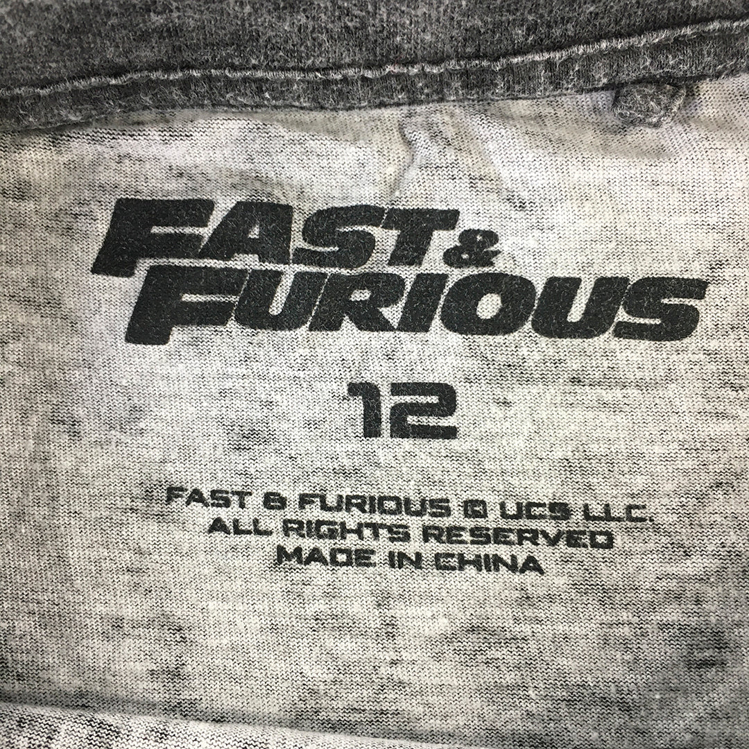 Fast & Furious Womens T-Shirt Size 12 Grey Short Sleeve Car Movie Top