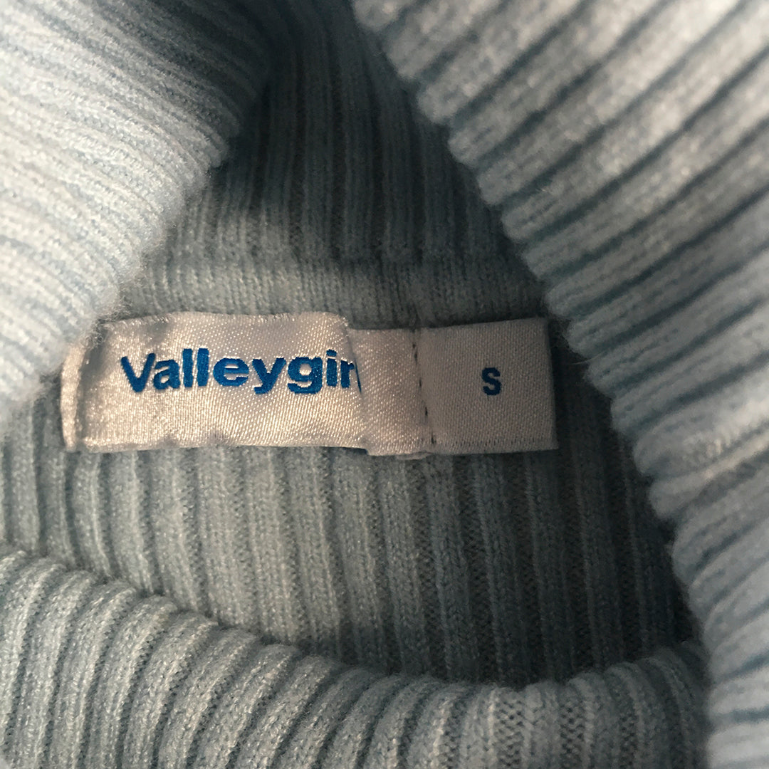 Valleygirl Womens Knit Sweater Size S Light Blue Mock Neck Jumper