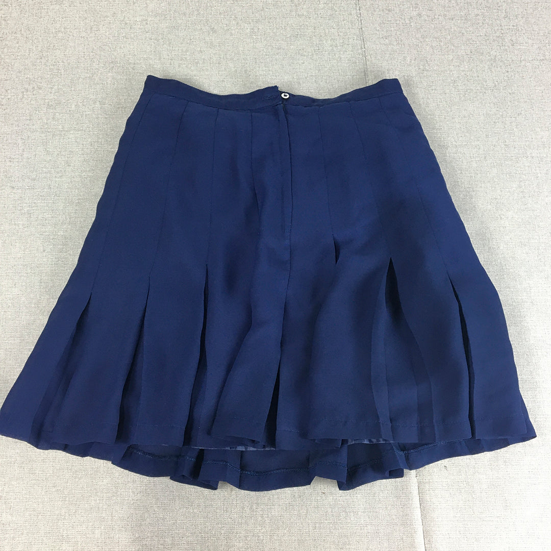 Vintage Spy Clothing Womens Mini Skirt Size 14 Blue Pleated