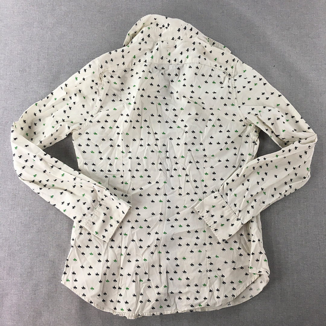 Levi's Womens Shirt Size S White Horse Cowgirl Pattern Button-Up Long Sleeve