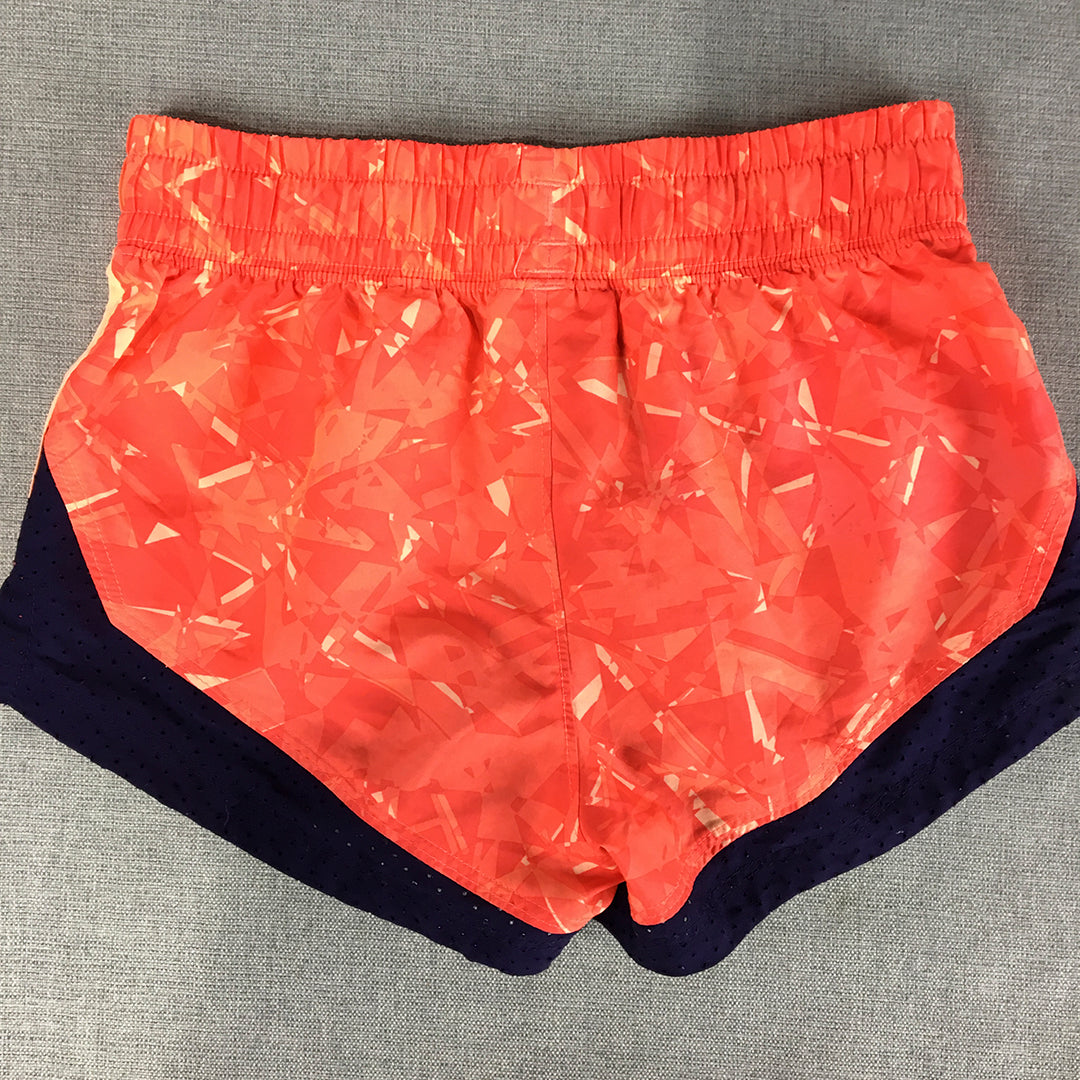 Under Armour Kids Girls Shorts Youth Size XS Red Blue Logo Drawstring