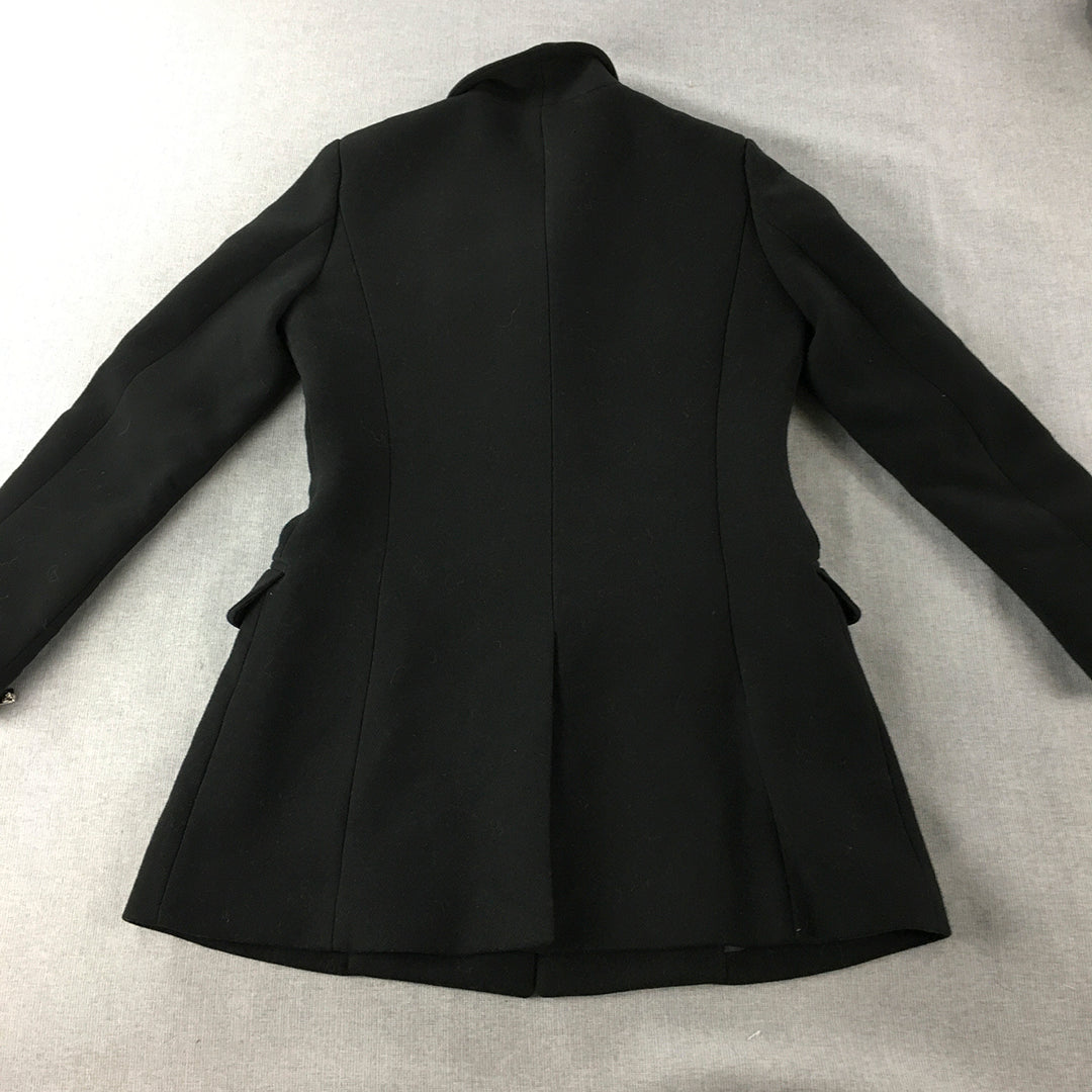 Am Womens Pea Coat Size S Black Collared Pockets Jacket