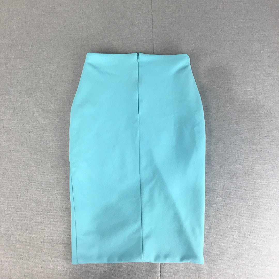 Zachary Womens Pencil Skirt Size S Blue Midi Straight