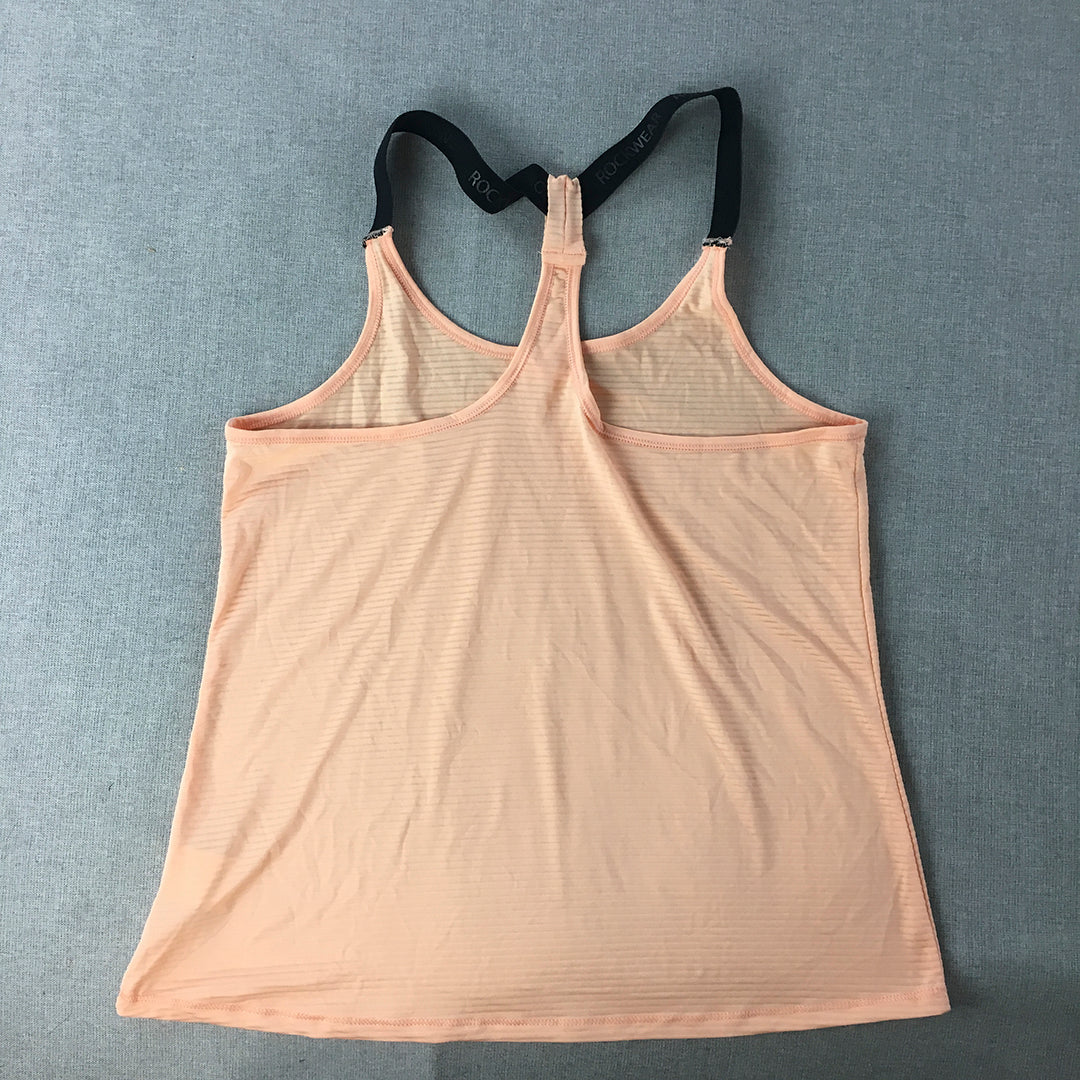 Rockwear Womens Tank Top Size 10 Peach Pink Logo Sleeveless Singlet Shirt