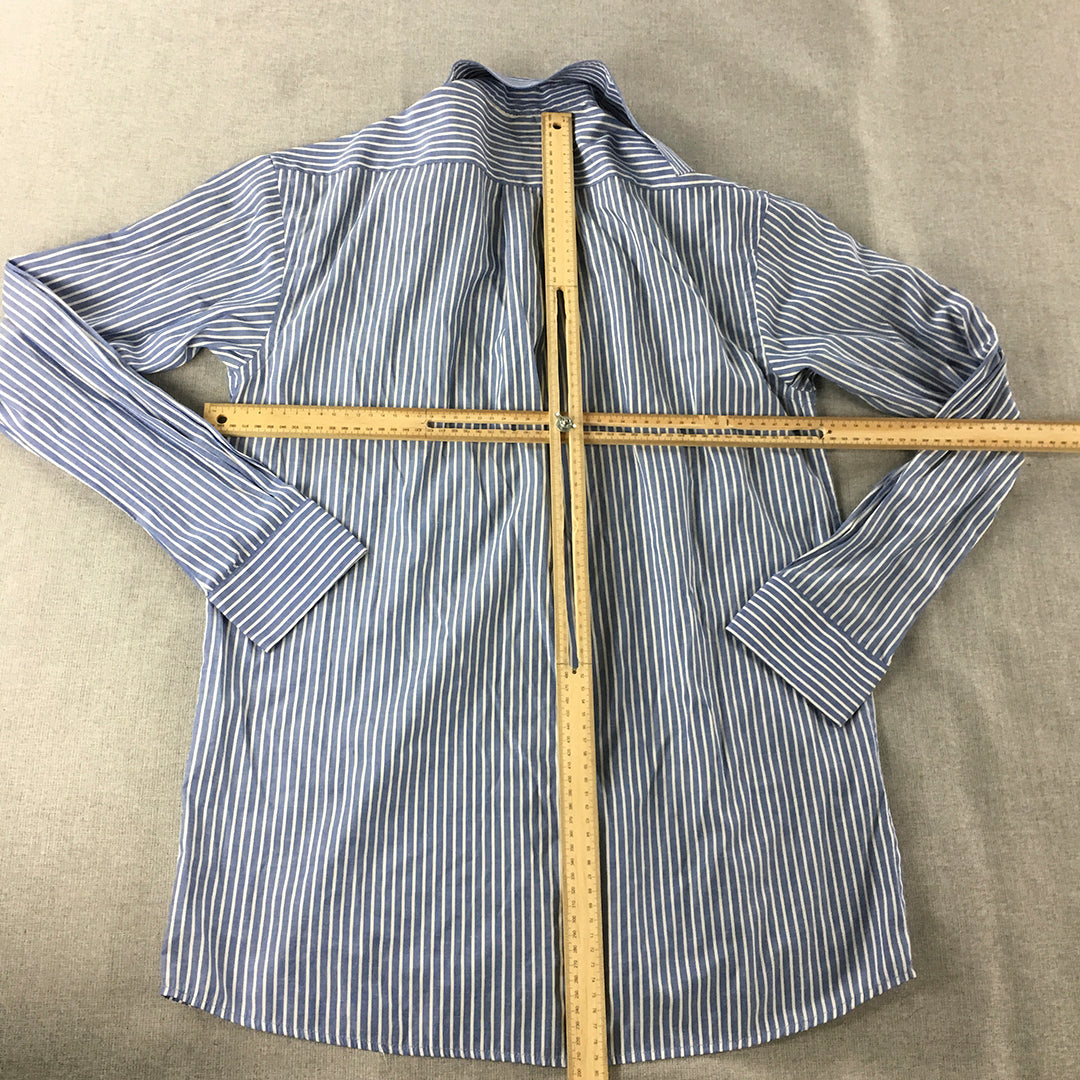 Pierre Cardin Mens Shirt Size M Blue Striped Long Sleeve Button-Up Collared