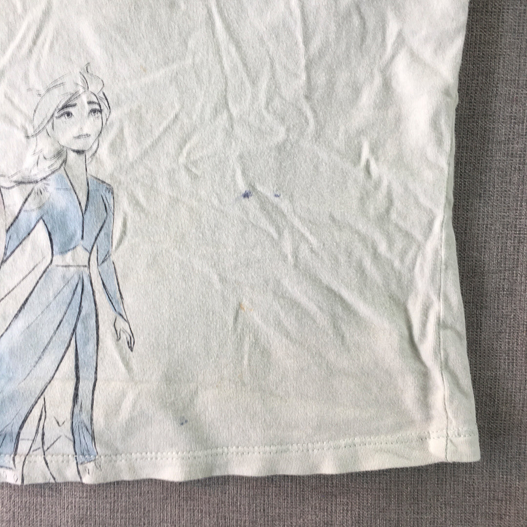 Disney Frozen Kids Girls Top Size 4 Light Blue Elsa Short Sleeve Shirt