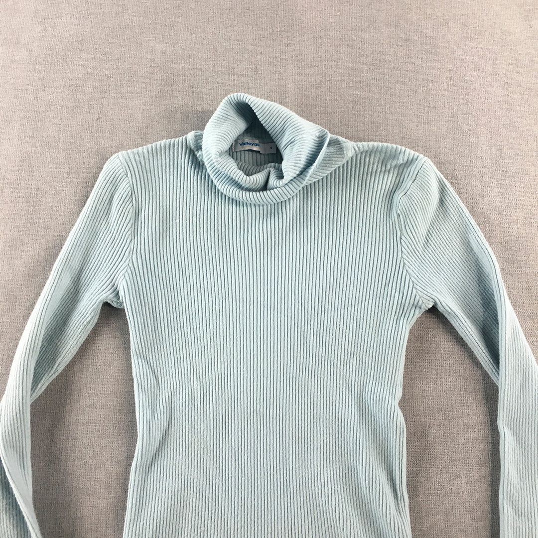 Valleygirl Womens Knit Sweater Size S Light Blue Mock Neck Jumper