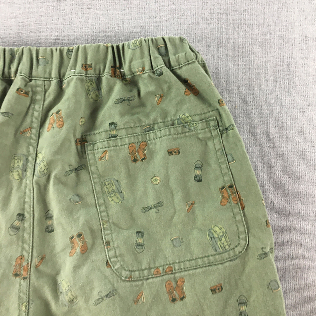 Uniqlo Kids Boys Shorts Size 11 - 12 Years Green Elastic Waist